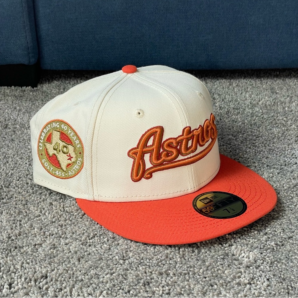 New Era Houston Astros Fitted Hat 40th Anniversary Colt 45s Patch Size 7 1/8